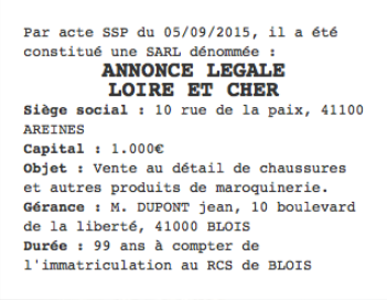 annonce legale loire et cher